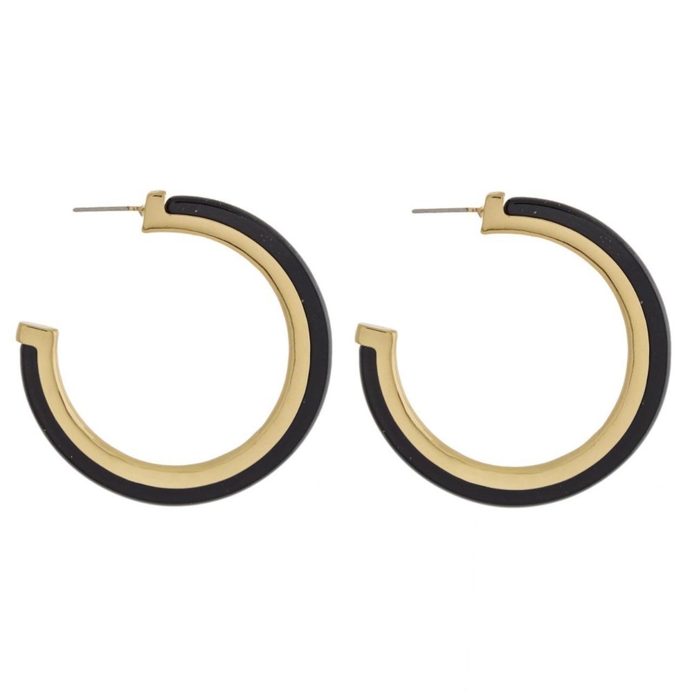 Black and Gold Hoop Earrings